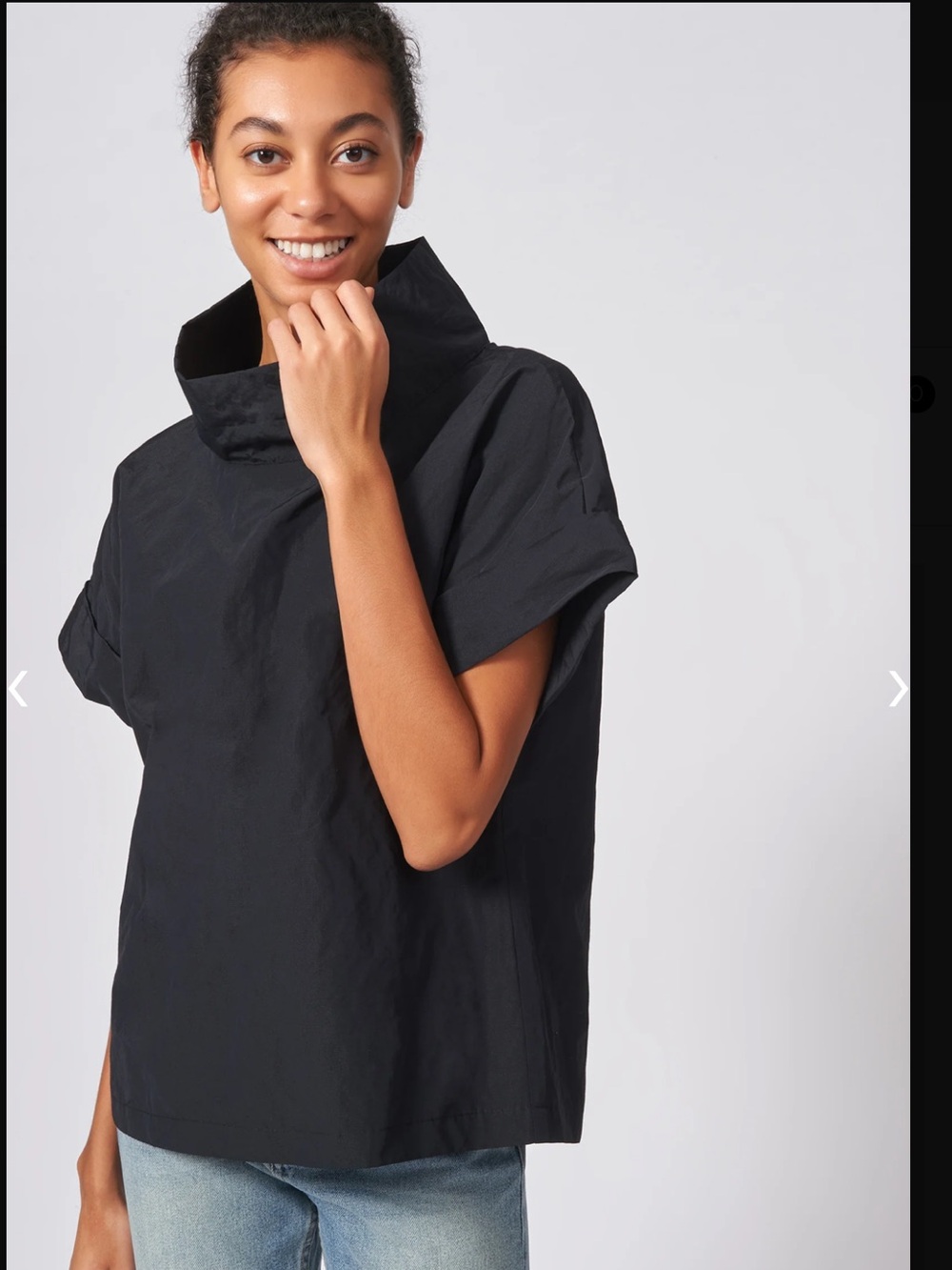 KAL REIMAN WOMENS BLACK CUFFED KIMONO TEE, size LARGE